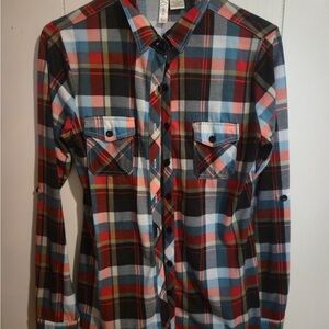 Womens Colorful Plaid Button Down Shirt